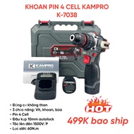 Máy Khoan Pin Kampro K-7038 3 Chức Năng Đầu Kẹp 10ly Autolock Động Cơ Không Chổi Than