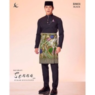 Baju Melayu Senna Elrah Exclusive Baju Raya Black Navy Blue Baby Blue Royal Blue Ash Grey