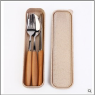 Wooden handle stainless steel cutlery set  | Sudu Garfu Kayu