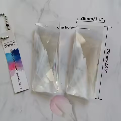 Camal 2pcs 75mm (one hole) Faceted Rectangle Crystal Spacer Pendant Lamp Prism Chandelier Suncatcher