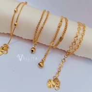 [VELLITA] Cop916 Anklet “Minimalist Design” L:26cm-28cm 999.9 Gold Plated<Rantai Kaki Comel>