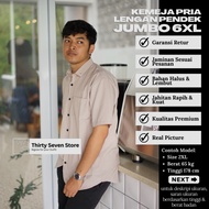 KEMEJA Men's Formal Jumbo Short Sleeve Cream Shirt CreamPOLOS BIG Size XXL XXXL 4XL 5XL 6XL