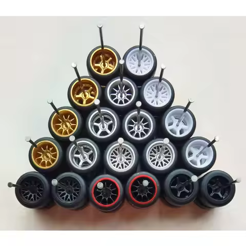 10Sets(for 10 cars) 2024Y ADVAN/CE28/BBS 1/64 Alloy Car Wheels with Tires for Hot Wheel/Matchbox/Dom