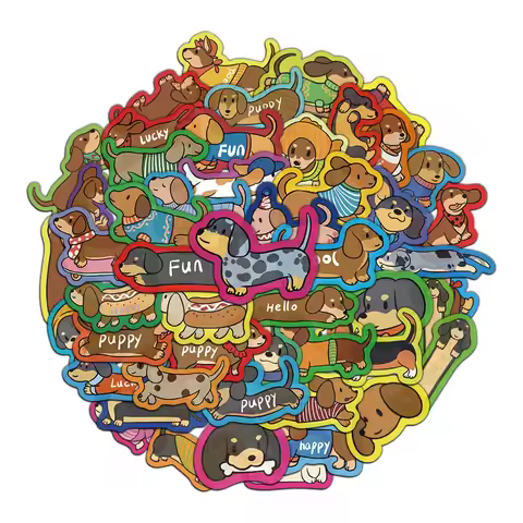 50PCS Creative Sausage Dog Diverse Personalized Graffiti Decoration Stickers Luggage Notebook Refrig