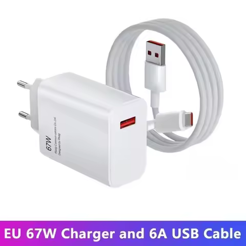67W USB Charger Fast Charging Power Adapter with 6A Type C Cable for Xiaomi15 14 Pro Redmi Note 13 P