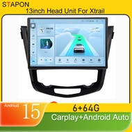 STAPON 13inch 6+64GB for nissan xtrail 2014-2018 Android15 2k 1920x1200p screen carplay android auto