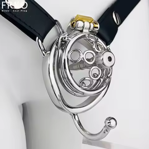 FRKO Sissy Metal Hollow Chastity Cage Anti-Drop Ring Chastity Belt Urethral Catheter Lock Cock Cage 