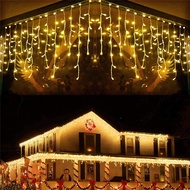 Lampu  raya  LED Christmas Lights Decorations Outdoor - 11.5Ft 96 LEDs 8 Modes Curtain Fairy Lights,