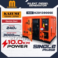 M.Machinery KAZUMI JAPAN KZD13900SE Silent Diesel Generator 10kW (Electric Start)