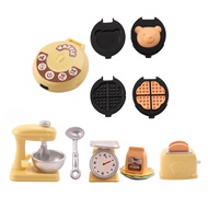 Miniature Dollhouse Kitchen Set 1:12 Decoration Waffle Maker Toaster Scale Stand Mixer Flour 10PCS M