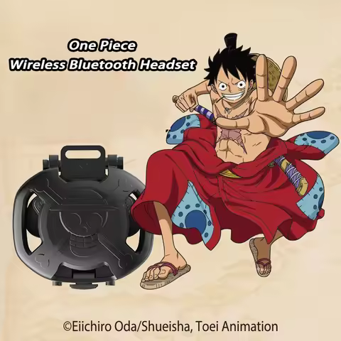 One Piece Cartoon Straw Hat Group Bluetooth 5.4 Wireless Headphones with Microphone Game Bluetooth W