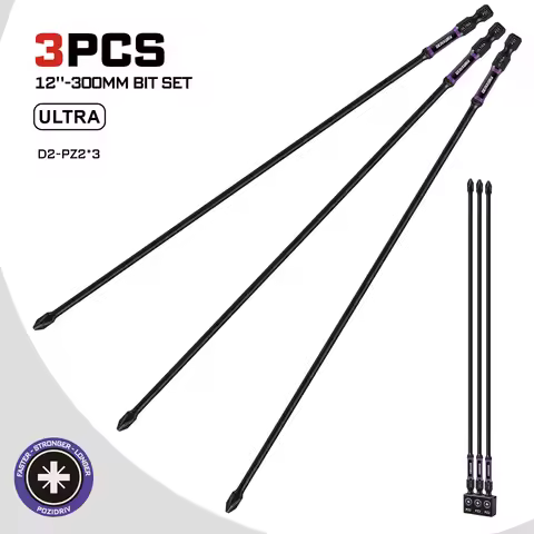 Geinxurn 3pcs/6pcs D2-PZ2 Screwdriver Bits 300mm Long High-Strength Tool Set for Automotive Repairs