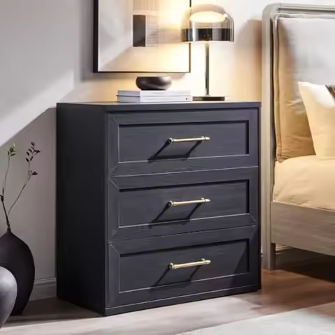 Nightstand, 32" Tall Side Table with 3 Drawers