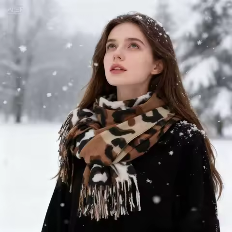 Fashion Leopard Printed Pashmina Shawl Scarf For Woman Autumn Winter Warmer Caps Lady Long Wraps Thi