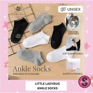[Bundle of 5]Little Ladybug Ankle Socks cotton socks sneaker socks sport socks white black grey