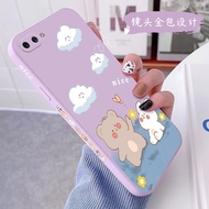 little bear rabbit for case  oppo A5S A12 A7 A15 A52 A92 A3S A12E A31 soft case cartoon cute silicone straight edge mobile phone case with lanyard