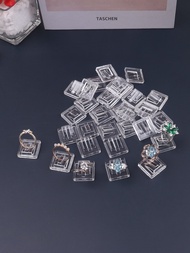 10 piezas de hebilla mini cuadrada de plástico como soporte de exhibición para anillos