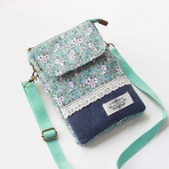 Pastoral Style Small Cloth Bag Mobile Phone Bag Female Crossbody Bag Multi-Compartment Small Side Ba
