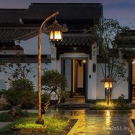Lampu tiang tinggi gaya antik, lampu rumah buluh, lampu halaman rumah beratap jerami, lampu hiasan l