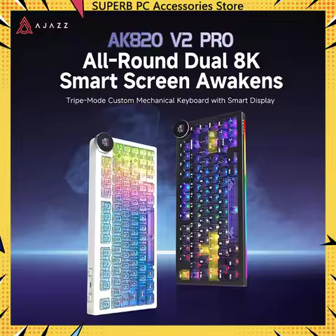 AJAZZ AK820 V2 1K/ V2 PRO 8K 10000mAh Customized Multi Functional Button GASKET Structure Hot Dip Pl