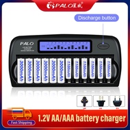PALO 12-slot LCD 1.2V AA+AAA Rechargeable Battery 3000mAh AA Batteries 1100mAh AAA Battery+12 Slots 1.2V AA AAA Battery Charger