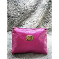 Fuchsia Pink Leather Crossbody Bag