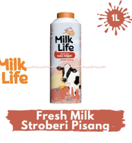 Milk Life 1L Susu Segar Stroberi Pisang Murni Coklat Mocha Uht Siap Minum Milklife 1 liter Bebas Lak