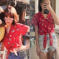 Free Delivery Bought in Japan super cute Hawaï tropical island retro vintage style crop shirt with b