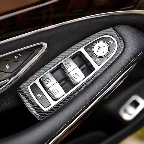 Door Window Lift Glass Panel Frame For Mercedes Benz S Class W222 2014-2020 Carbon Pattern Trim Inte