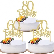 1Pc 60th 30th 40th 50th 70th 80th Birthday Cake Decorations, Glitter Happy 60th 30th 40th 50th 70th