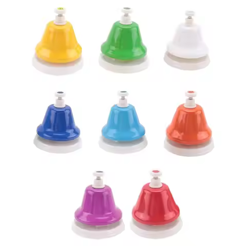 Desk Bells, 8 Notes Diatonic Metal Hand Bells, Rainbow Music Bells, Musical Learning Teaching Percus