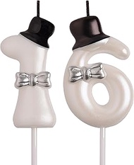 16th Birthday Candles, White 3D Number 16 Happy Birthday Candle Cake Topper Decorations for Teenager