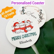 SG Personalised Ceramic Coaster Customised Coaster gifts Christmas Xmas Farewell gift
