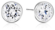 Amazon Essentials Sterling Silver AAA Cubic Zirconia Bezel Stud Earrings , (previously Amazon Collec