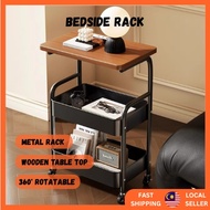 Bedside Rack Table Organizer Shelf Moving with Wheels Movable Snack Trolley Rack Storage Rak Simpana