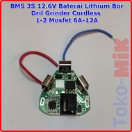 bms 3s 6a 12a 12.6v baterai li-ion lithium bor obeng grinder cordless - 1-mosfet-6a