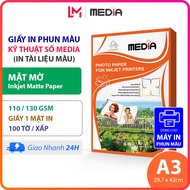 Giấy In Màu Media A3 Mờ 1 Mặt In 110/130gsm 100 Tờ Inkjet Matte Paper Giấy In Phun Màu A3 Giấy In Ản