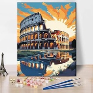 TUMOVO Landscape Paint by Numbers Kit for Adults, Magnificent Colosseum, an Ancient Wonder of The Ro