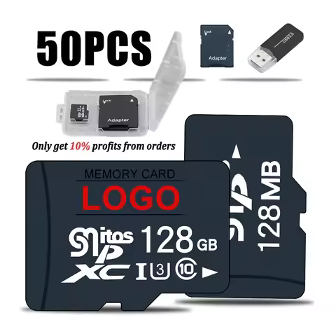 50PCS TF Card Class10 Custom LOGO 128GB 256GB cartao de 32GB 64GB 16G SD Card 8G 4GB 2GB Flash Memor