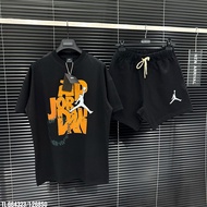 Unisex T-shirt Set Made of High Quality Cotton, Round Neck, Short Sleeves, Loose Form Printed -47sg 