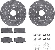 Dynamic Friction Company Front Brake Rotors-Drilled and Slotted-Silver with 5000 Advanced Brake Pads