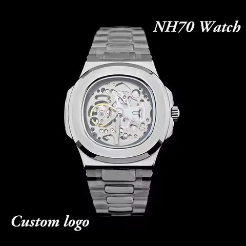 New NH70 hollow watch men's watch stainless steel watch personalized customized watch NH70 movement 