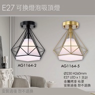 E27 Interchangeable Bulb Ceiling Light/Black/Golden Iron Frame Modeling Art Light/Nordic Simple Desi