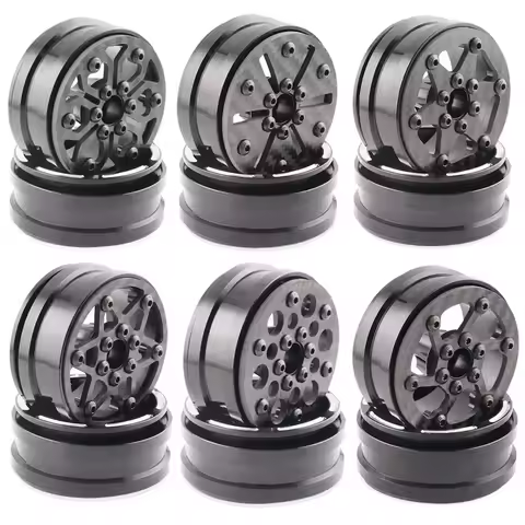 4Pcs Carbon Fiber 1.9Inch Beadlock Wheel Rim Wheel Hub For 1/10 RC Crawler Car Axial SCX10 TRX4