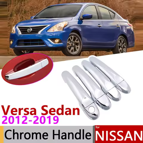 for Nissan Versa Sedan Latio Almera Renault Scala 2012~2019 Chrome Door Handle Cover Car Accessories