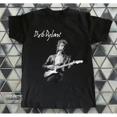 Bob Dylan American Singer Songwriter Heavy Cotton Black T Shirt S 5Xl