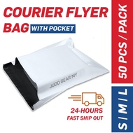 Premium Courier Postage Flyer Mailer Bag with Pocket for Pos Laju JNT DHL | S / M / L  Size | 50pcs/
