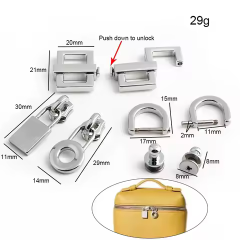 Gold Chrome Square A Set Metal Clasp Lock Lockbutton For Women Handbag With Eyelets Key Lock Shoulde