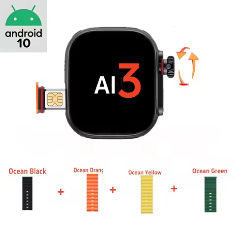 8GB + 128GB Ultra Ai3 Smartwatch Men Women 4G SIM card Wifi Cellular GPS NFC Ultra 9 Android 8.1 180