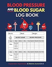 Blood Pressure and Blood Sugar Log Book: Diabetics Weekly and Daily Glucose and BP Tracker Journal f
